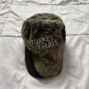 Mossy Oak Turkey Thugs Mesh Cap SnapBack Hat Camo Green Hunting Fishing Grunge